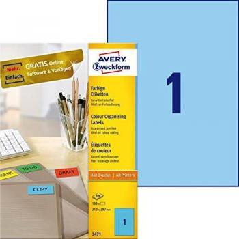 A4 Etiket AZ 3471 210x297mm blauw 100stuks