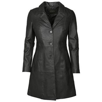 Eleganter Damen Ledermantel JCC IK14-2, Gr. 54, schwarz