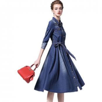 Shishang Ladies Leisure Long-Sleeve Shirt Dress