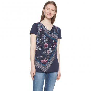 Desigual TS_vicent, Camiseta para Mujer, (Navy 5000), Large