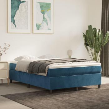 Dunkelblaues Bettgestell 140x190 cm Samt