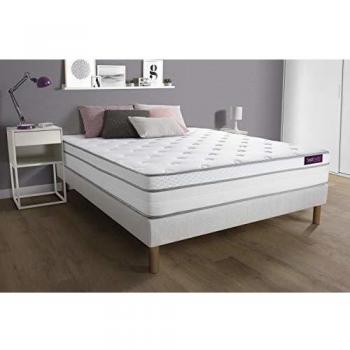 Septnuits Matelas + sommier 140x200 Memo Luxe Ressorts ensachés 5 Zones de Confort