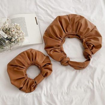 Soft PU Leather Ring Pleated Cloud Tote