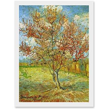 Artery8 White‑Framed Van Gogh Peach Tree A4 Print