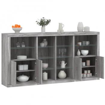 Grey Sonoma Sideboard with LED Lights 202x37x100 cm vidaXL