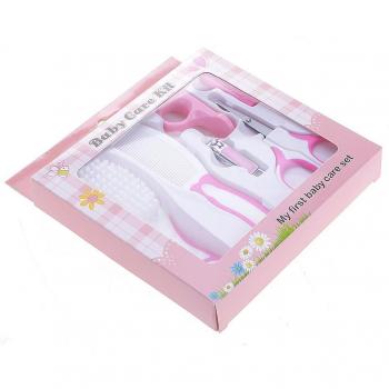 Kit de Toilette Quotidienne pour Bébés 6 Pièces, Ciseaux Ongles & Ensemble Bleu‑Rose