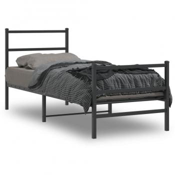 DEvidaxl Metallbett mit Stauraum 90 x 200 cm grau/schwarz
