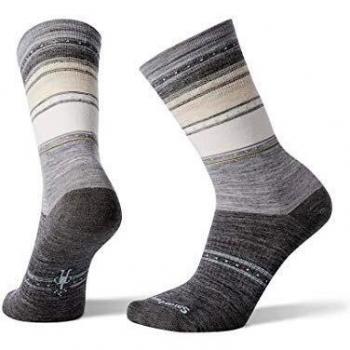 Calcetines de Rayas Crew Sulawesi para Mujer Smartwool, Gris Claro