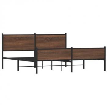 Brown Oak Metal Bed Frame 183x213 cm vidaXL
