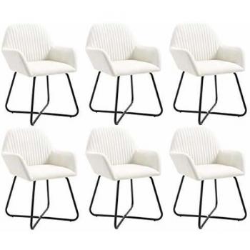 Pack de 6 Sillas de Comedor Tela Crema
