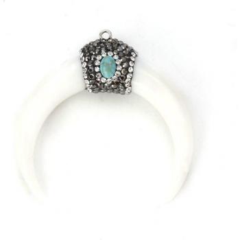 Böhmischer Mikro-Strass Anhänger Horn-Form 5,2 cm x 4,8 cm