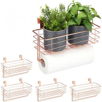 Rangement cuivré suspendu 5x – portes à rouleaux, cuisine/bain
