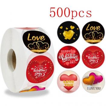 Etiquetas adhesivas de corazones, pegatinas para fiestas de cumpleaños y San Valentín, 50-500 unidades