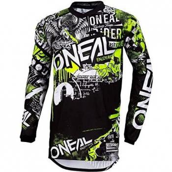 O'NEAL Jersey Attack Bambini MX MTB Manica lunga Nero Giallo Neon Taglia L