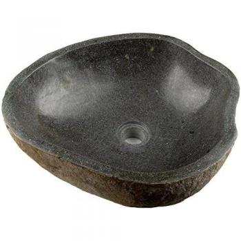 DIVERO Aufsatzwaschbecken Andesit (Vulkanstein) Grau, Durchmesser ca. 44 cm