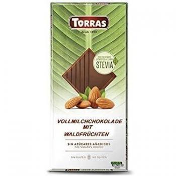 Torras Chocolate Leche Almendras con Stevia 125g