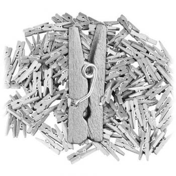 Set di 400 Mini Mollette in Legno, Relaxdays, Argento