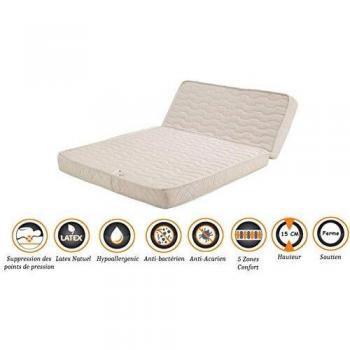 Ferme Matelas BZ + alèse 140x190 x 15 cm + face hiver latex naturel