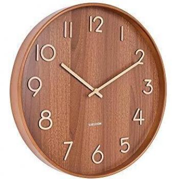 Wanduhr Karlsson Pure Large – Dunkelholz Linde, Ø60 cm, T5,4 cm