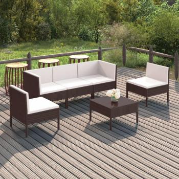 Pacote VidaXL Lounge Outdoor em Vime Castanho 6 Itens