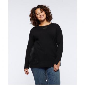 Camiseta Fiorella Rubino con Acabado Liso y Aplicaciones de Piel