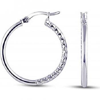 Getextureerde 925 Sterling zilveren ronde oorbellen voor dames 40 MM
