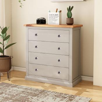 Loreo 4-Drawer Grey Chest with Chrome Knobs