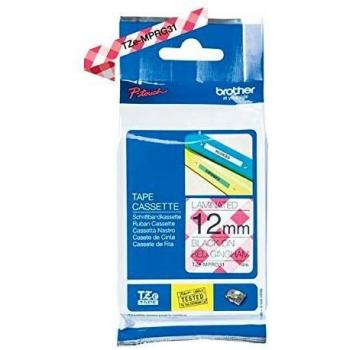 Brother TZe-MPRG31 Labelling Tape Cassette, Black on Red Gingham, 12 mm