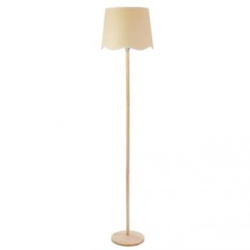 VALUELIGHTS Triston Natural Wood Floor Lamp with Scallop Shade & LED