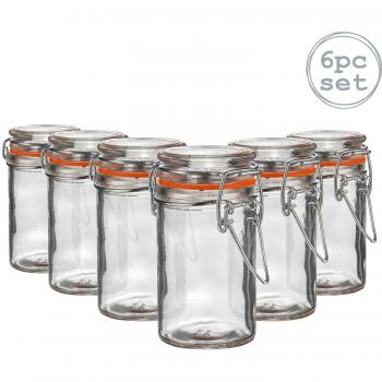Glass Storage Jars, 70 ml, Pack of 6, Clear with Orange Seal (if you want to be very specific)