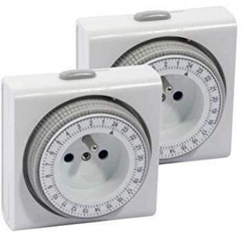 Set double programmateurs mécaniques blanches