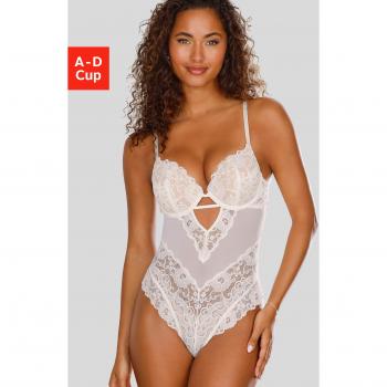 Damen Body JETTE, 90 % Polyamid, 10 % Elasthan, creme, Spitzen‑Push‑Up
