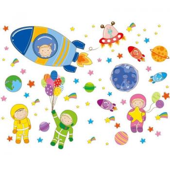 DIY Cartoon Rocket Height Stickers