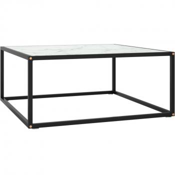 Mesa de Centro Transparente em Vidro e Mármore Branca 80x80x35 cm – vidaXL