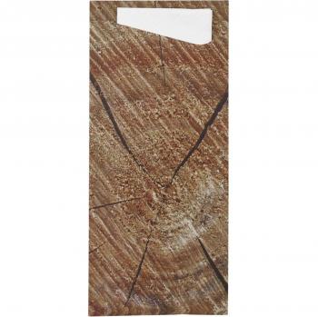 Funda DUNI para Cubiertos y Servilletas 8.5x19 cm 100 pz Haya/Blanco