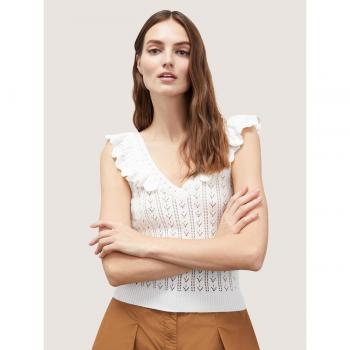 Jersey de mujer con volantes de crochet