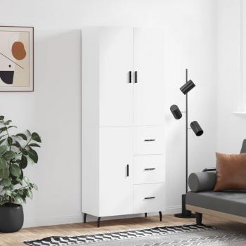 Highboard with White Finish, 69.5x34x180 cm, Engineered Wood, vidaXL