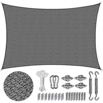 Sombrilla de Patio 2x4m Gris Claro con Kit de Montaje Sekey