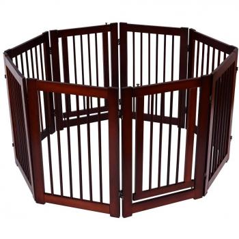 Puerta de Seguridad para Mascotas Costway Plegable de Madera 203 x 76 x 1,8cm