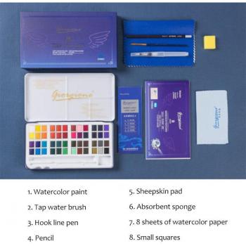 Juego de pinturas acuarelables en lata con pincel y guía
