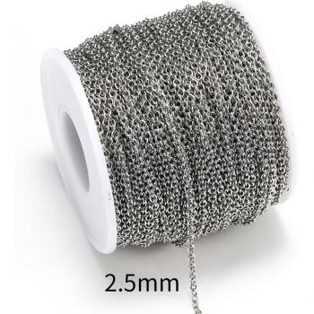 Cadena de Cable de Acero Inoxidable para Fabricación de Joyas, 2,5 mm, 10 m