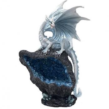 Mystischer Drache in Weiß mit LED-Beleuchtung