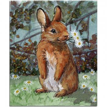 Artisanat 20x30CM: Lapin Enchanté en Fleurs