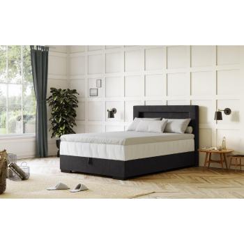 Boxbett COTTA „Kelly“ – 140 × 200 cm, schwarz, Federkernmatratze, LED‑Licht & Bettkasten