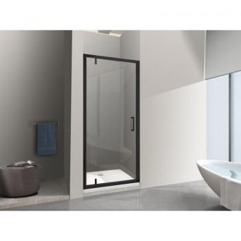 Porta doccia rotante‑traslante, perni asimmetrici, telaio nero opaco, reversibile (cm 106–109 × h 200) – Nala