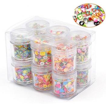 6 Boxes Glitter Sequin Nail Art Resin Filler