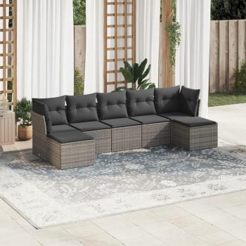 VidaXL Garten-Sofagarnitur 7-tlg. Grau mit Kissen