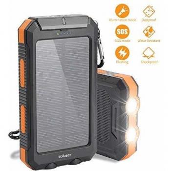 Batteria di Backup Solare 10000 mAh con Moschettone