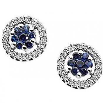 Comète : Boucles d'oreilles en or blanc 18Kt avec zaffiri bleus et diamants