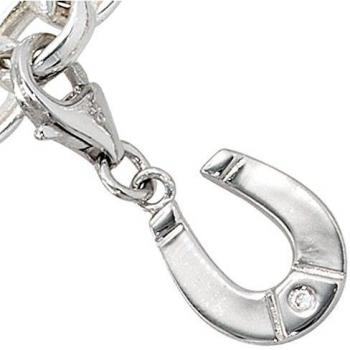 Einhänger Charm Hufeisen 925 Silber rhodiniert Zirkonia